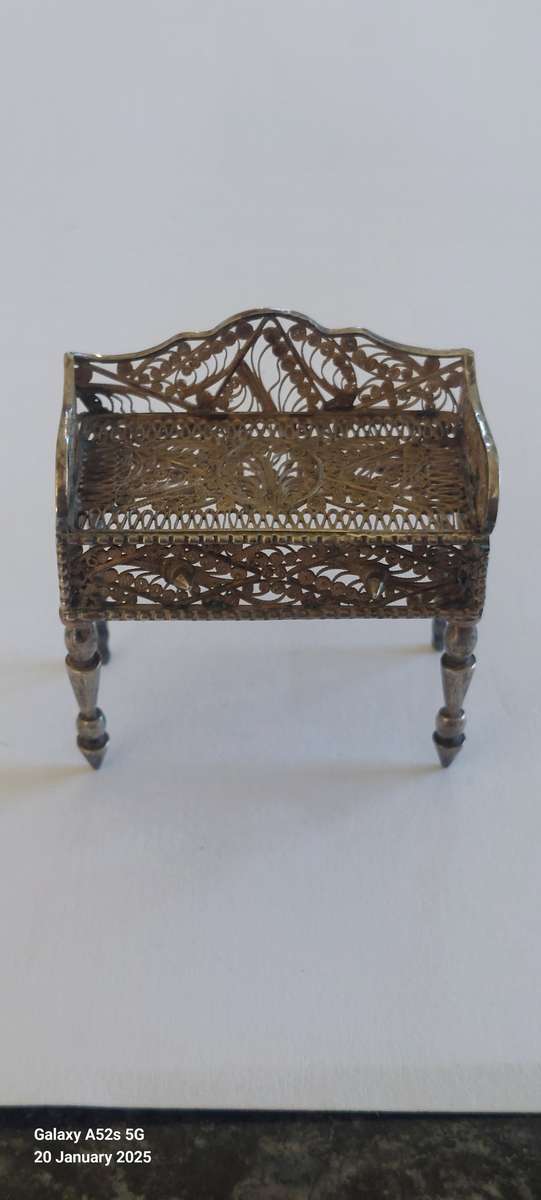 Victorian miniature filigree sterling silver dresser circa 1890's 13.8g