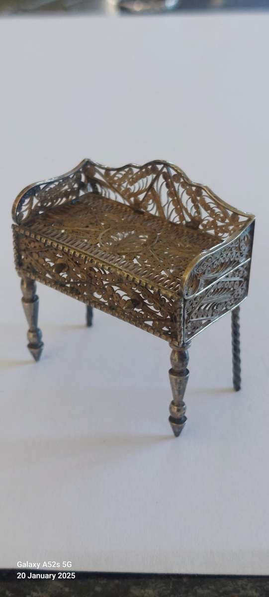 Victorian miniature filigree sterling silver dresser circa 1890's 13.8g