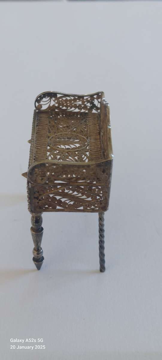 Victorian miniature filigree sterling silver dresser circa 1890's 13.8g