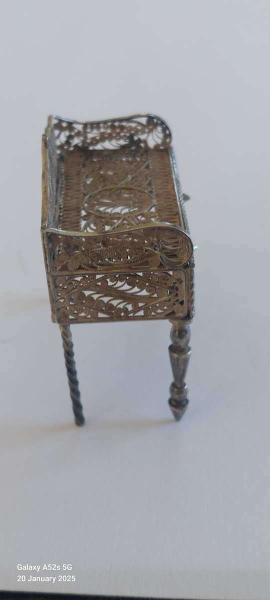 Victorian miniature filigree sterling silver dresser circa 1890's 13.8g