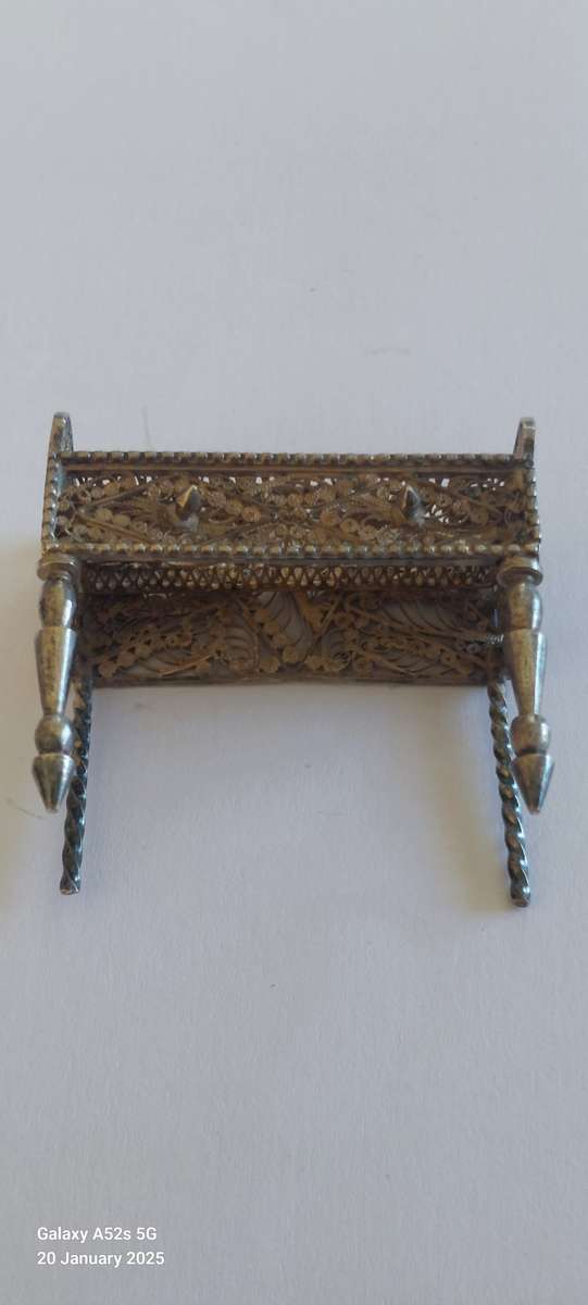 Victorian miniature filigree sterling silver dresser circa 1890's 13.8g