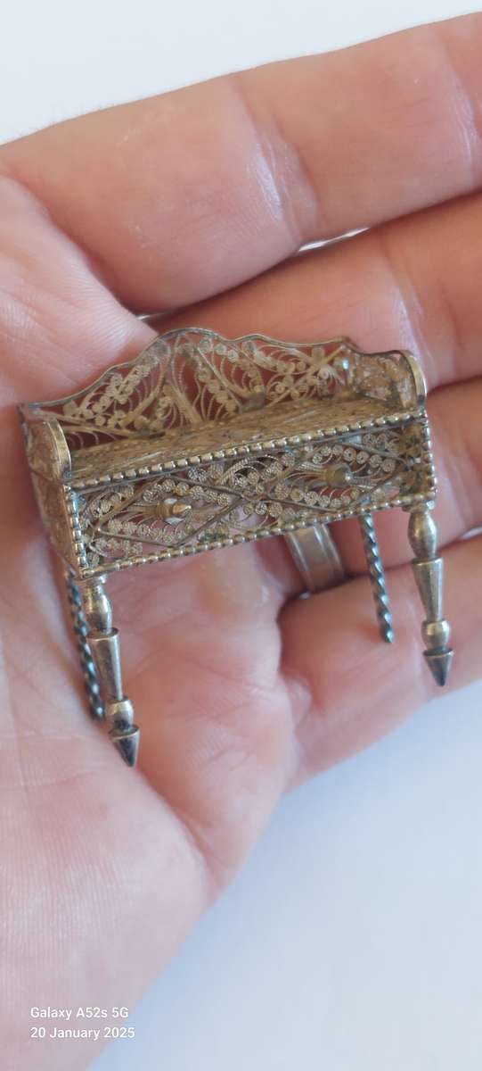 Victorian miniature filigree sterling silver dresser circa 1890's 13.8g