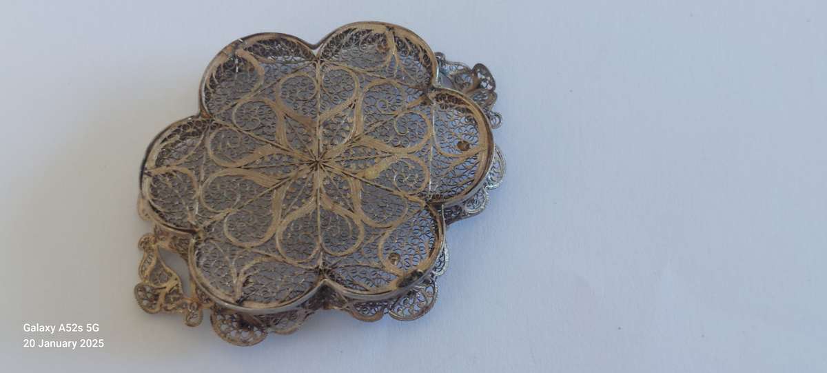 Victorian miniature filigree sterling silver tray 11.0g circa 1890's
