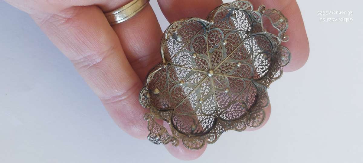 Victorian miniature filigree sterling silver tray 11.0g circa 1890's