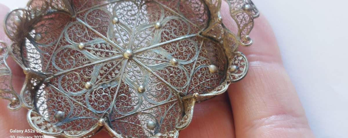 Victorian miniature filigree sterling silver tray 11.0g circa 1890's