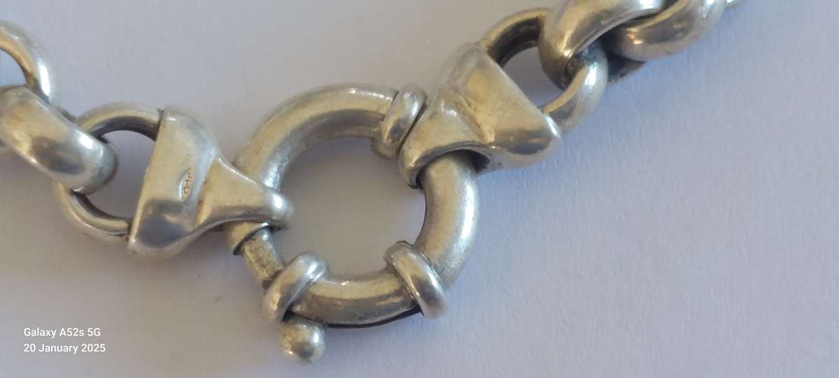Wow chunky sterling silver hooplink bracelet with signoretti clasp 25.7g
