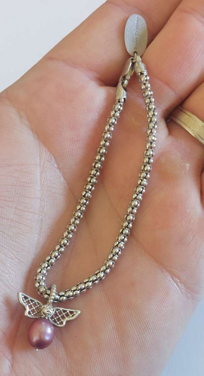 Rare Jenna Clifford sterling silver bracelet with pearl pendant 6.4g