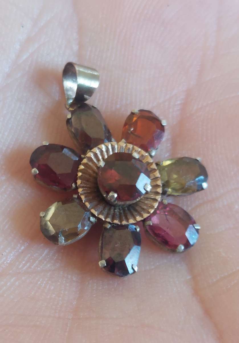 Amazing victorian sterling silver & 9ct gold multi garnet pendant 3.4g