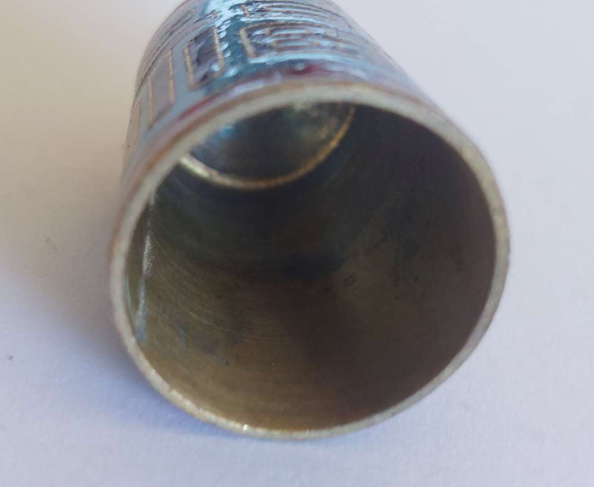 Amazing early 20th century Chinese enamel gilt sterling silver thimble 6.9g