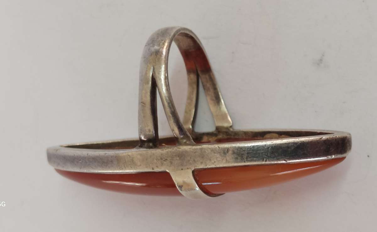 Aaaamazing!! Large Vintage sterling silver carnelian ring 13.7g