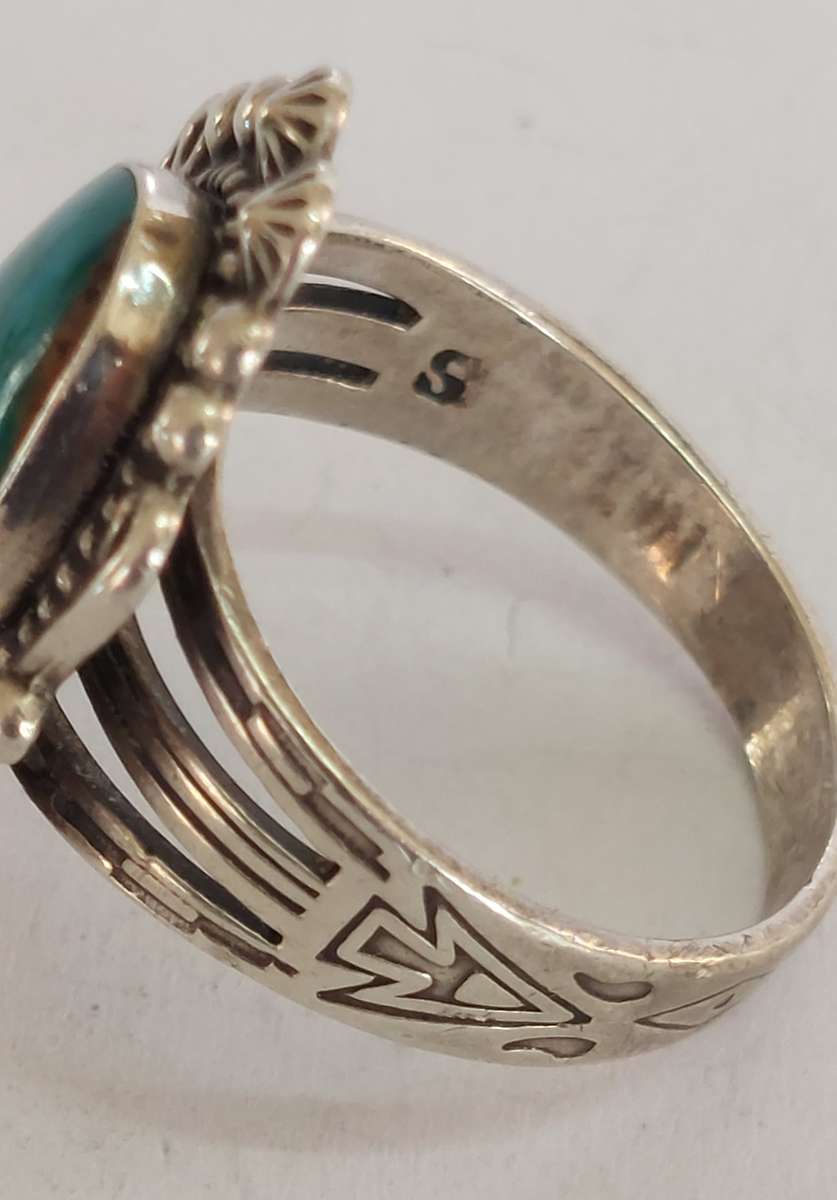 Rare vintage Sylvia Chee Navajo sterling silver turquoise ring circa 1970's 5.8g value R2500