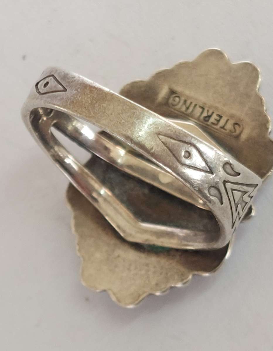 Rare vintage Sylvia Chee Navajo sterling silver turquoise ring circa 1970's 5.8g value R2500