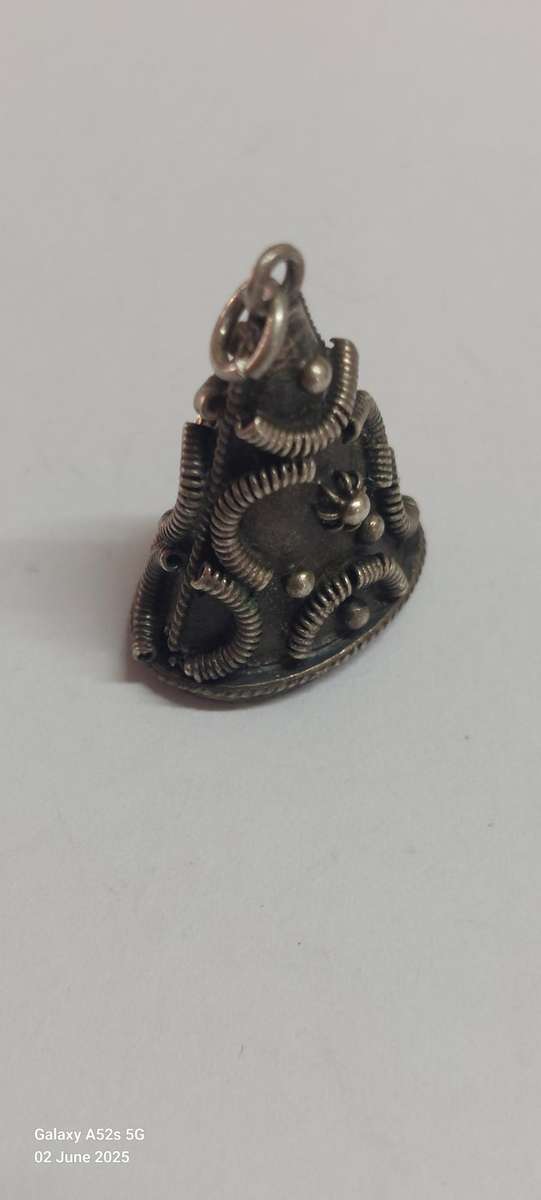 Rare 19th century Italian Etruscan revival 800 silver and stone charm 6.2g
