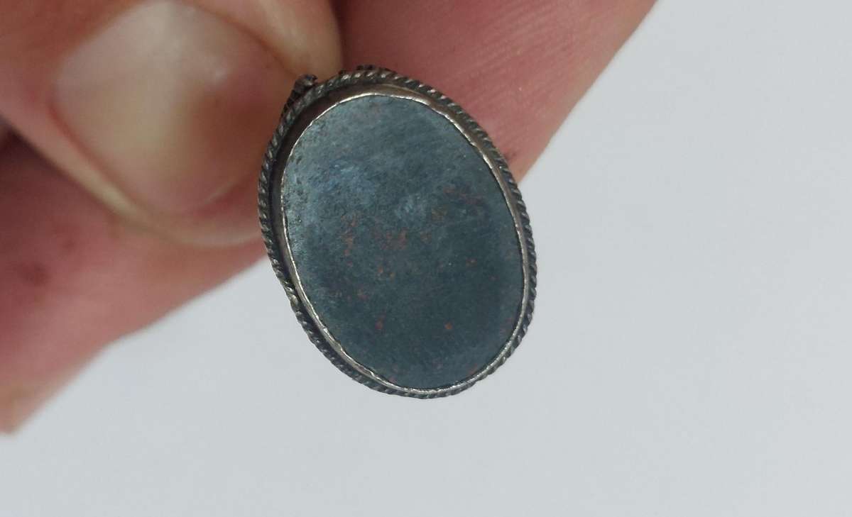 Rare 19th century Italian Etruscan revival 800 silver and stone charm 6.2g