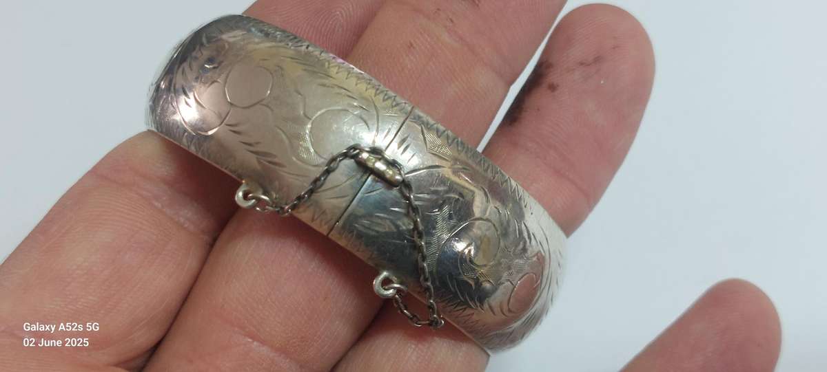 Vintage Sterling Silver Clip Bangle 28.7g