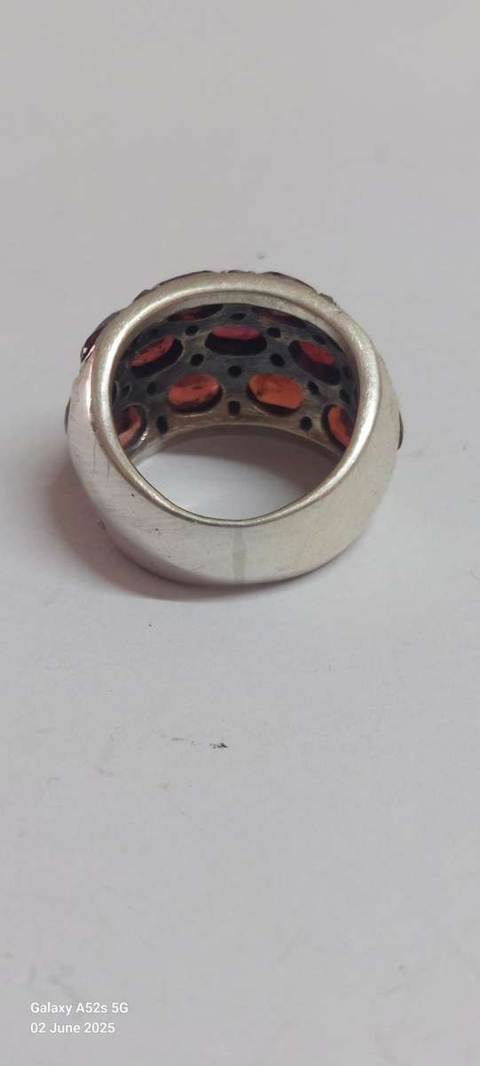 WOW!! Large Vintage sterling silver garnet & marcasite ring 14.5g amazing!!!
