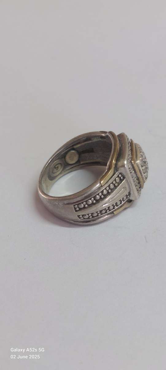 Amazing!! Vintage sterling silver & 9ct gold diamond ring 6.4g WOW!!