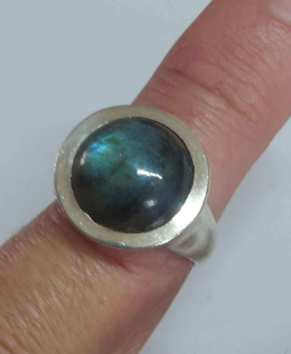 Exquisite!! Vintage sterling silver labradorite ring 10.2g