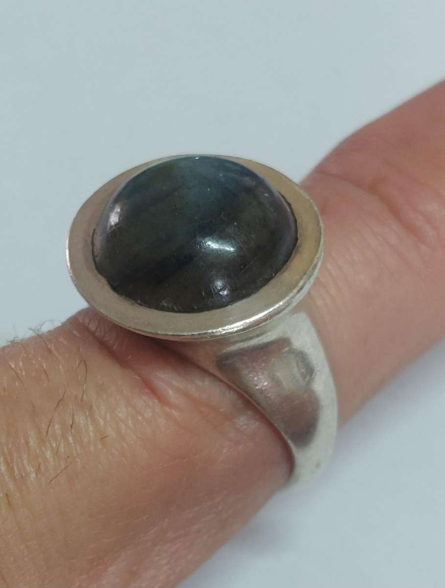 Exquisite!! Vintage sterling silver labradorite ring 10.2g