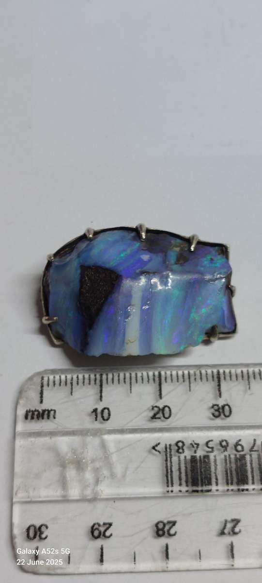 Amazing rare large sterling silver rough opal brooch 16.5g