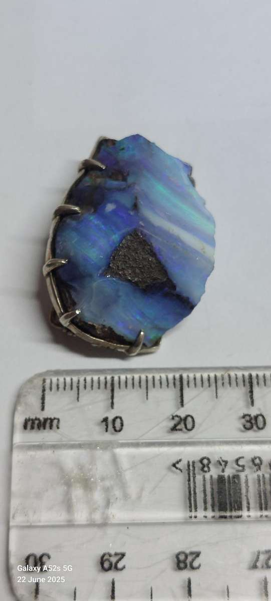 Amazing rare large sterling silver rough opal brooch 16.5g