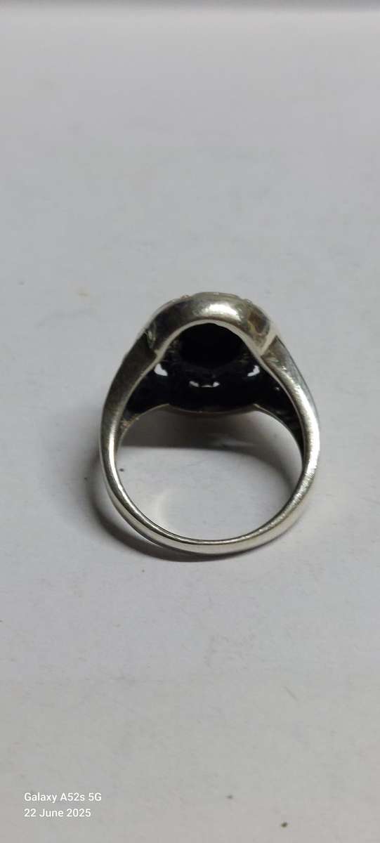 Amazing vintage sterling silver onyx ring 5.8g