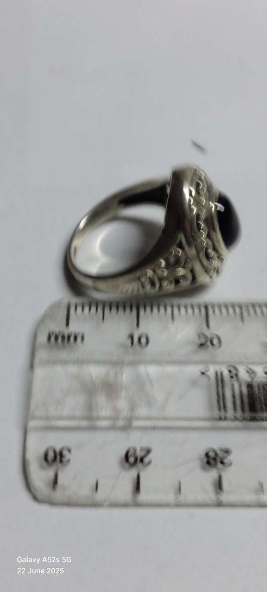 Amazing vintage sterling silver onyx ring 5.8g