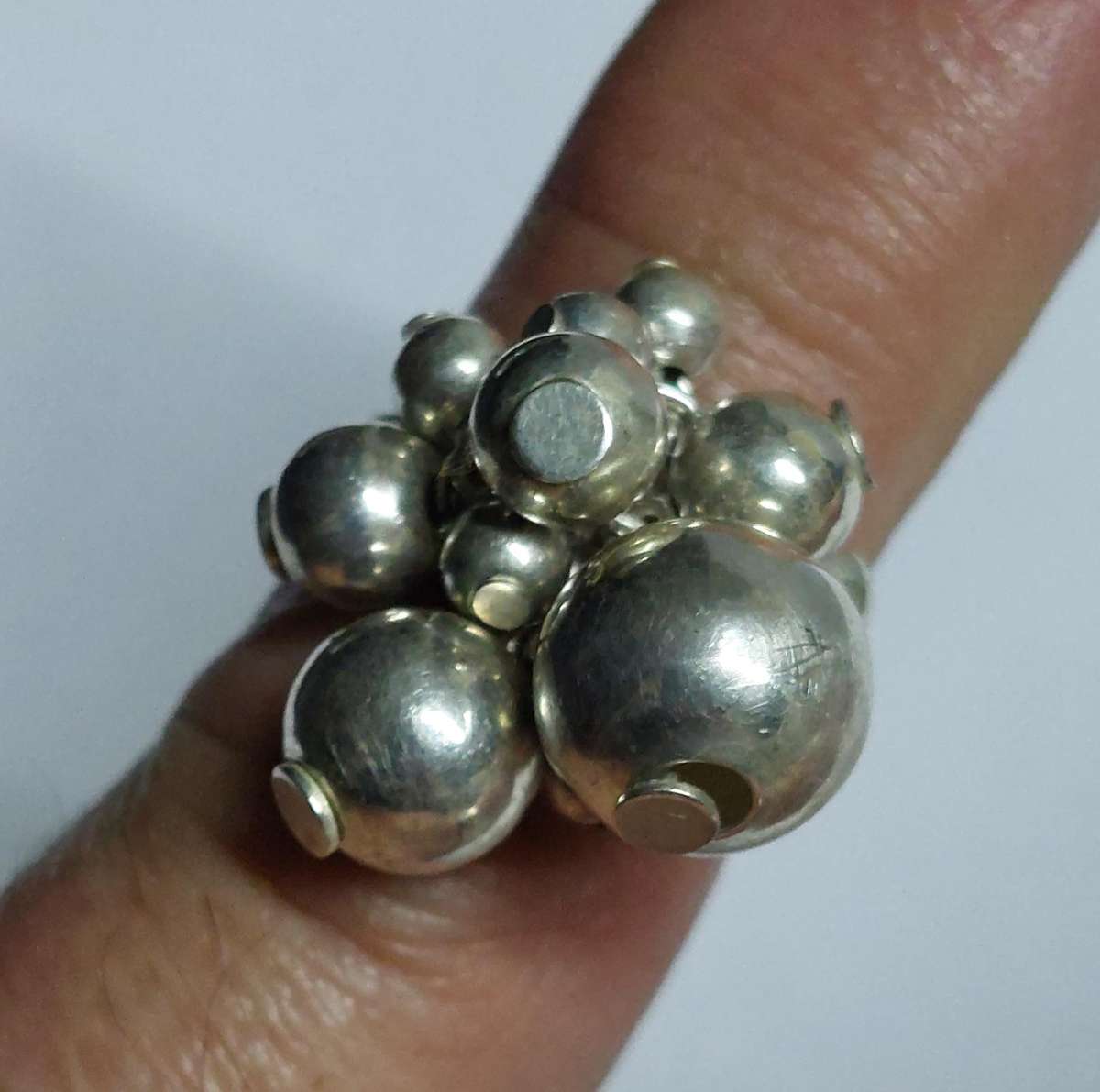 Awesome sterling silver beaded ring 5.5g