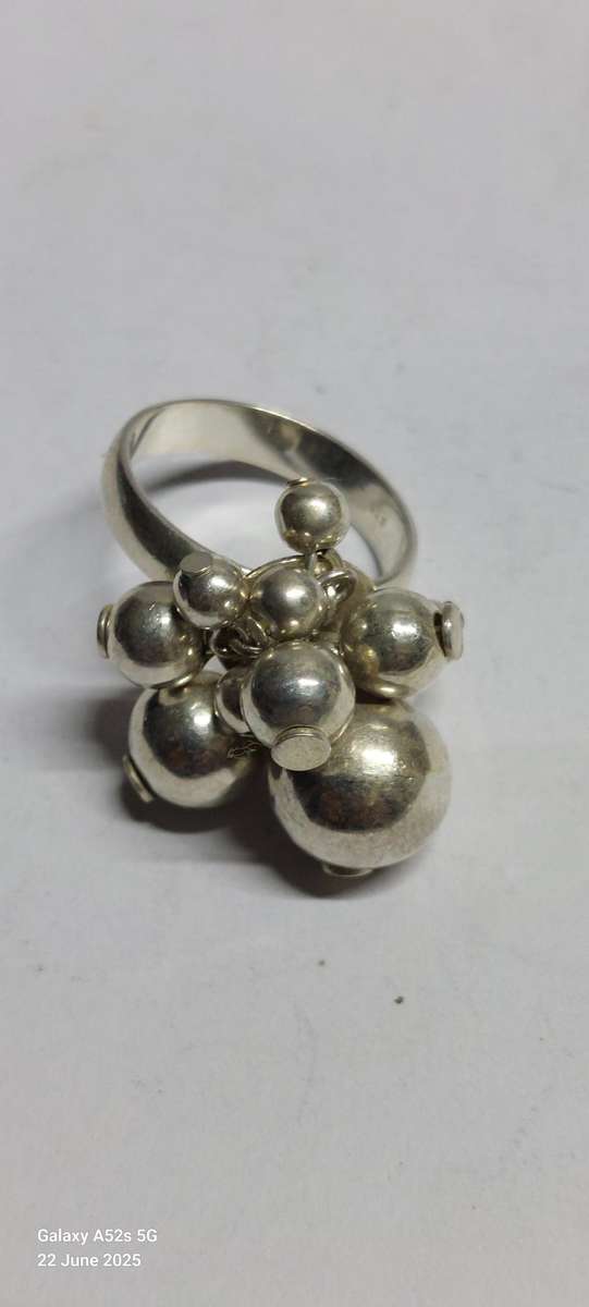 Awesome sterling silver beaded ring 5.5g