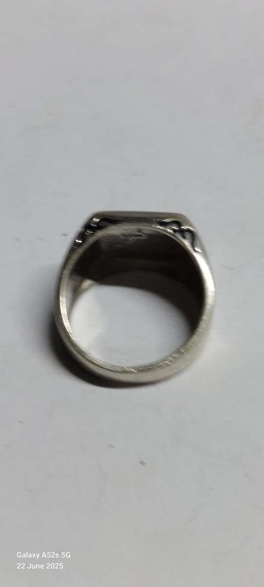 Vintage enamel sterling silver Arabic prayer ring 6.4g