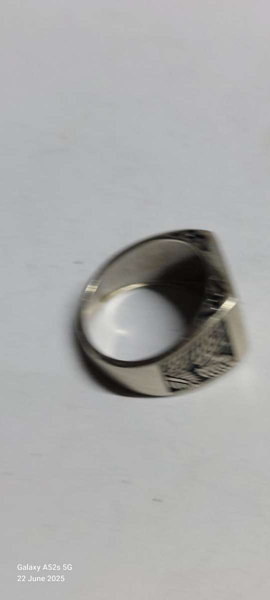 Vintage enamel sterling silver Arabic prayer ring 6.4g