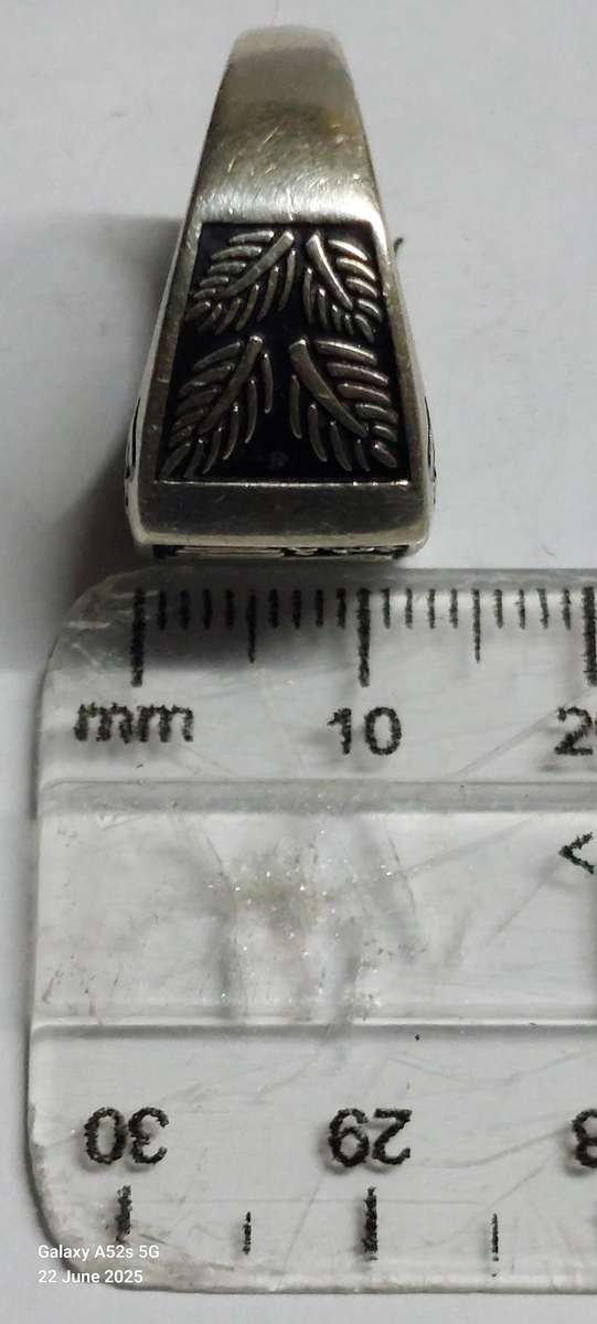 Vintage enamel sterling silver Arabic prayer ring 6.4g