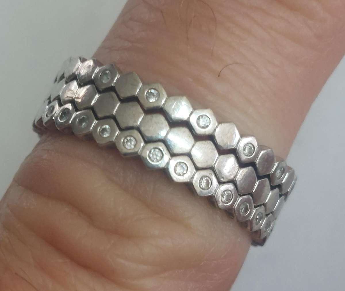 Amazing 3 piece sterling silver diamond ring 3.9g