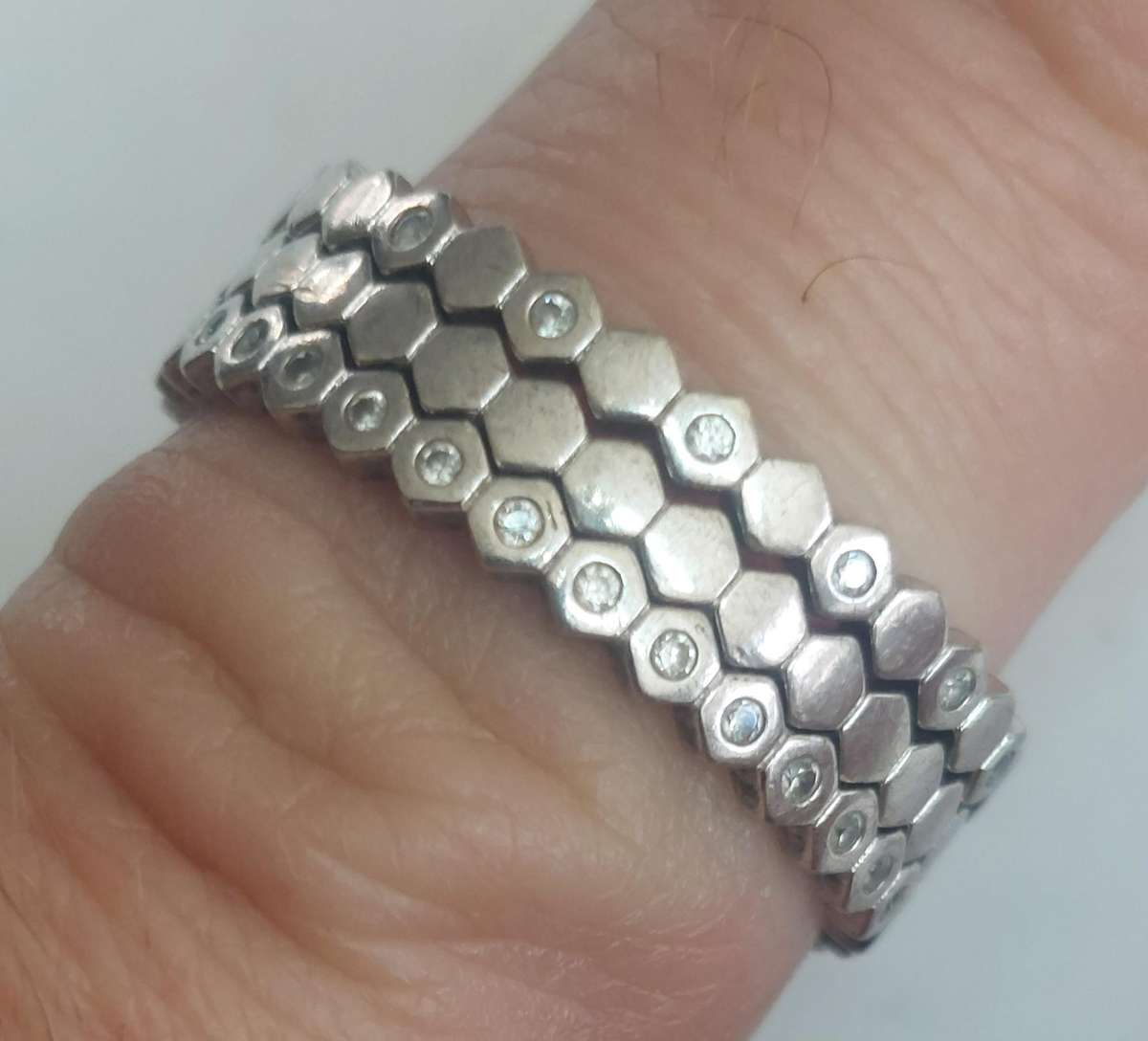 Amazing 3 piece sterling silver diamond ring 3.9g