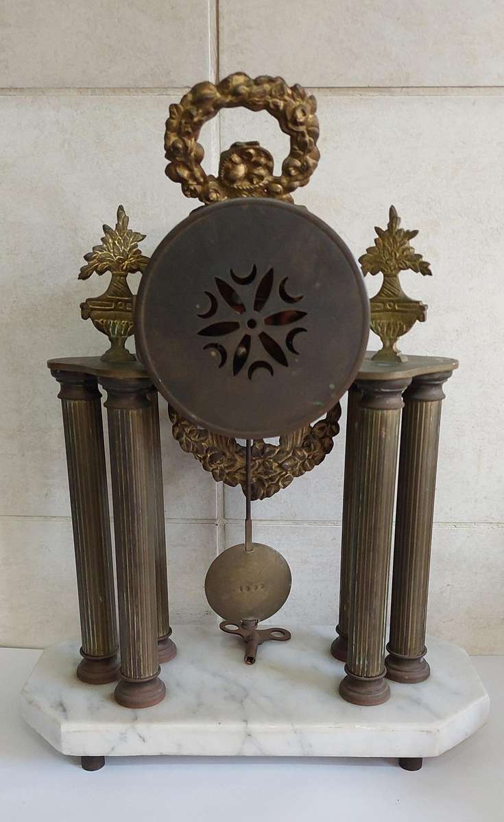 Antique French St Marti brass & marble mantle clock circa 1890's Value R2950