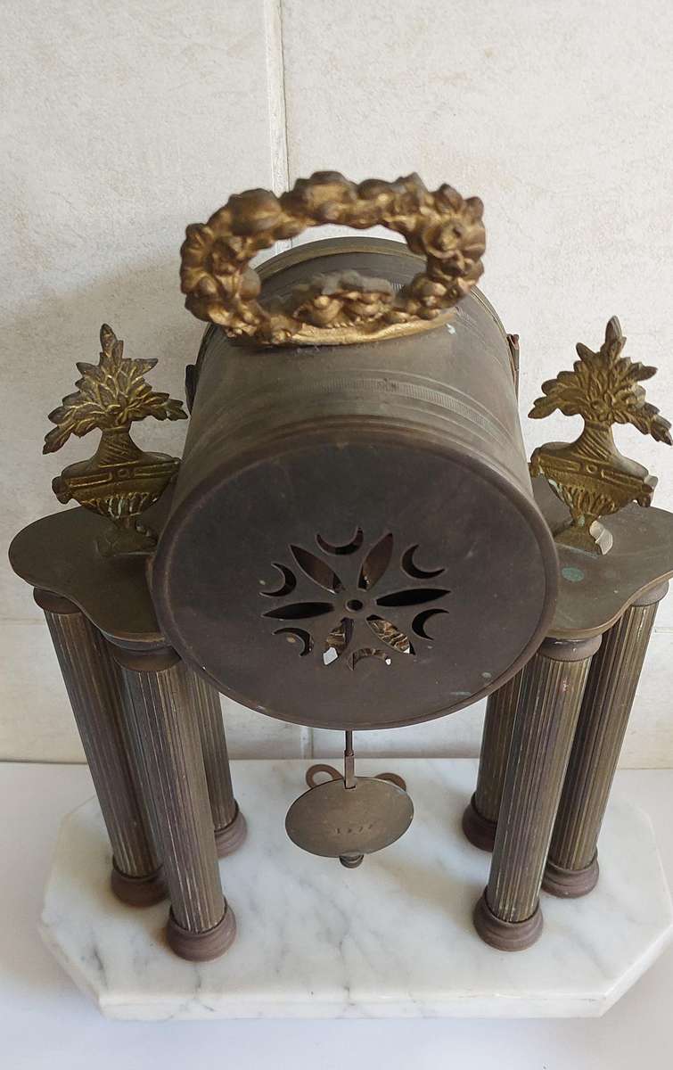 Antique French St Marti brass & marble mantle clock circa 1890's Value R2950