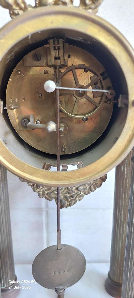 Antique French St Marti brass & marble mantle clock circa 1890's Value R2950