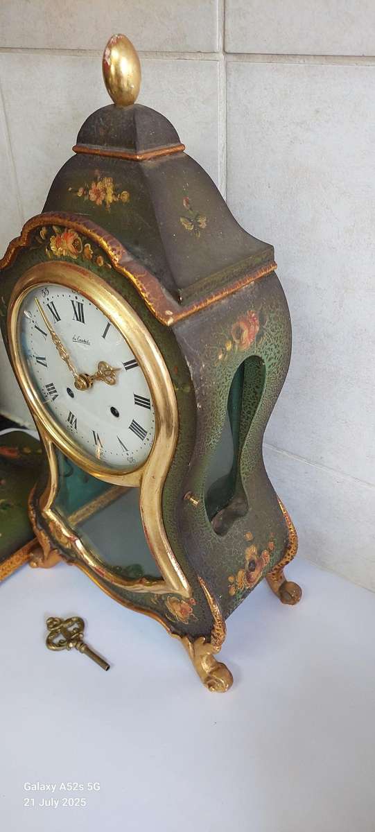 Vintage Le Castel clock with mantle sconce 100% working & chimes beautifully Value R3950