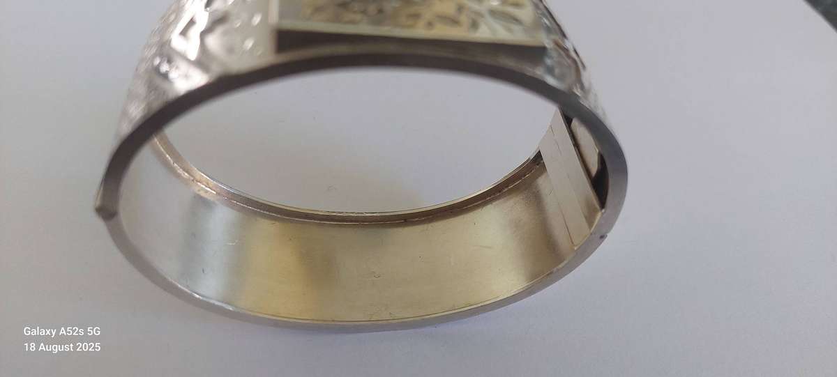 large Victorian sterling silver clip bangle circa 1880's