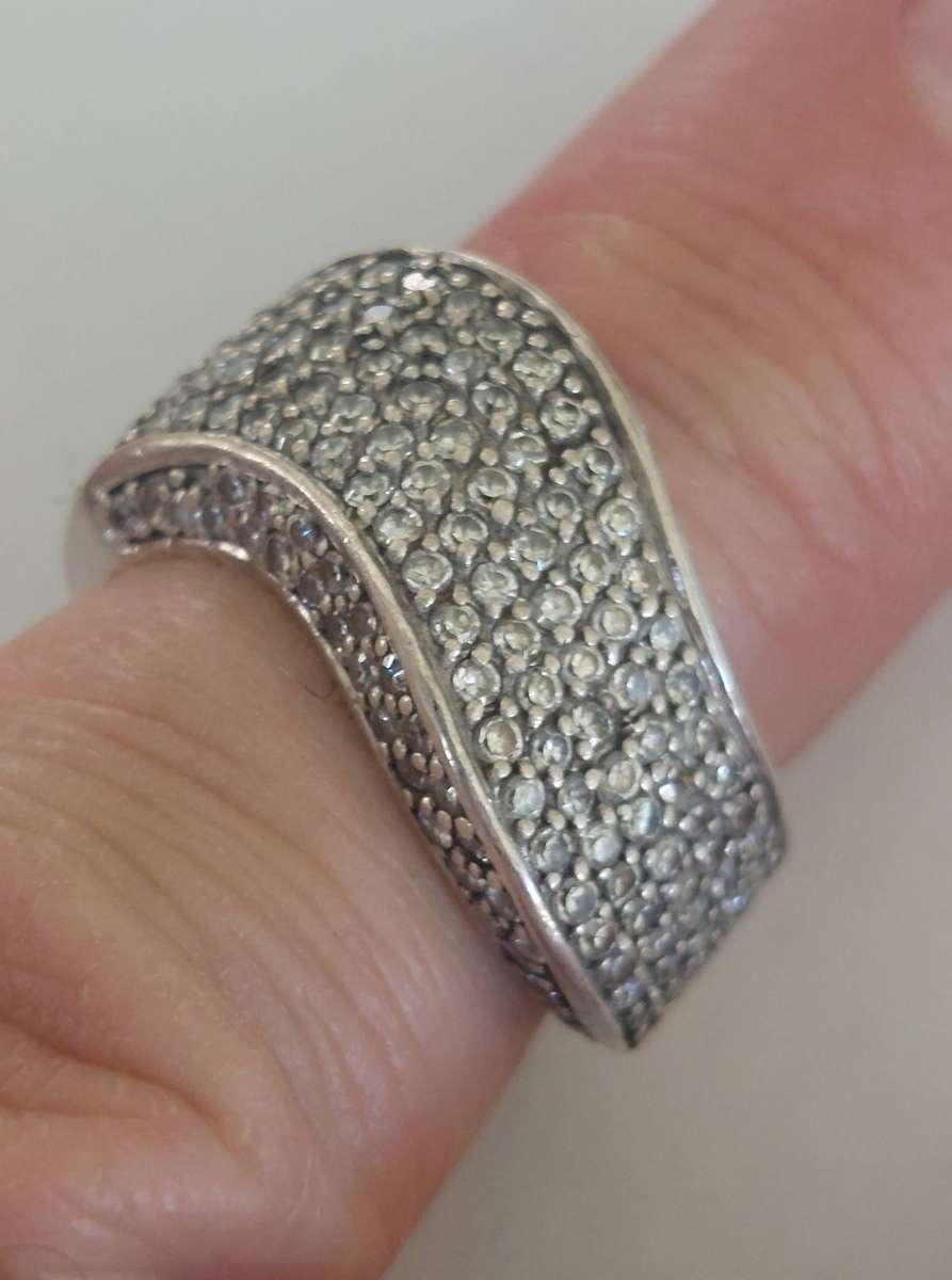 Spectacular vintage sterling silver cz ring 7.5g