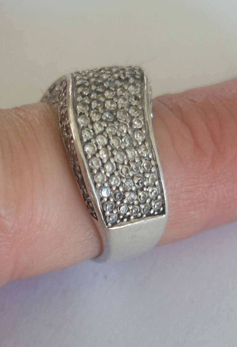 Spectacular vintage sterling silver cz ring 7.5g