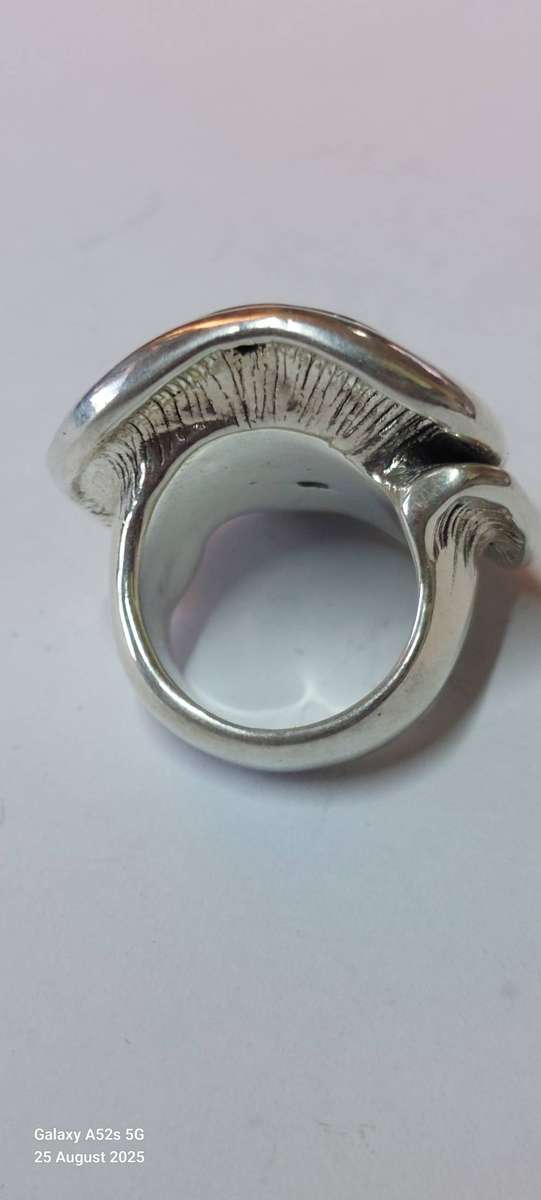 Exquisite large sterling silver rose ring 9.6g