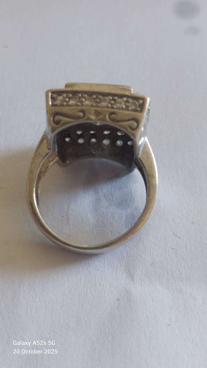 Large vintage sterling silver cz ring 10.6g
