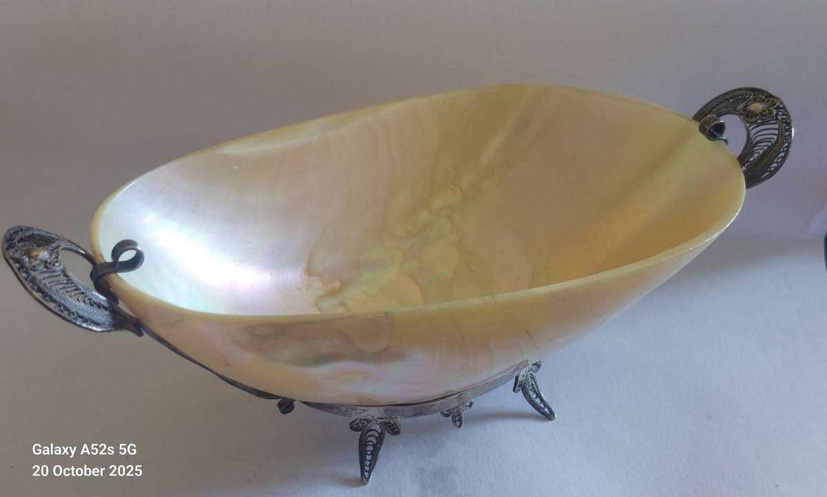Amazing!! 19th century sterling silver Nautilus shell caviar dish circa 1890's Value R2500