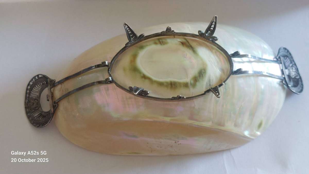 Amazing!! 19th century sterling silver Nautilus shell caviar dish circa 1890's Value R2500