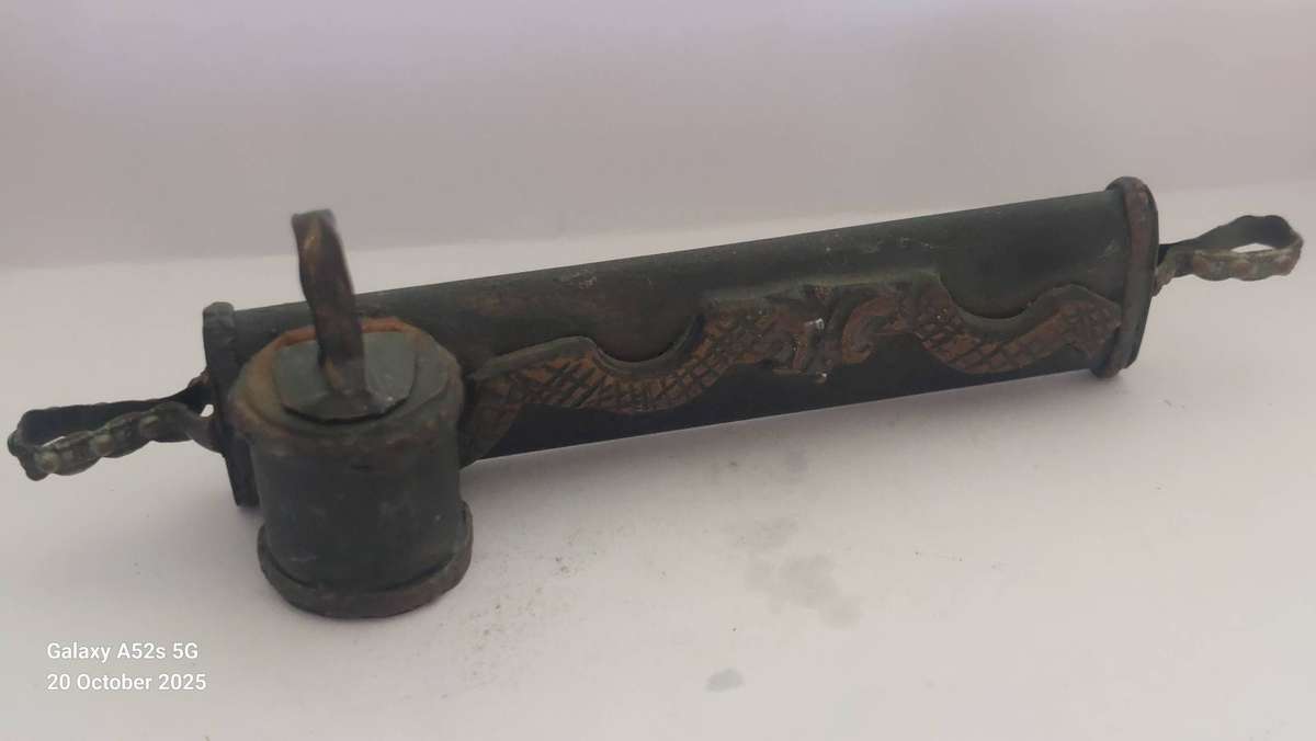 Lovely antique Eastern brass divit inkwell circa 1900