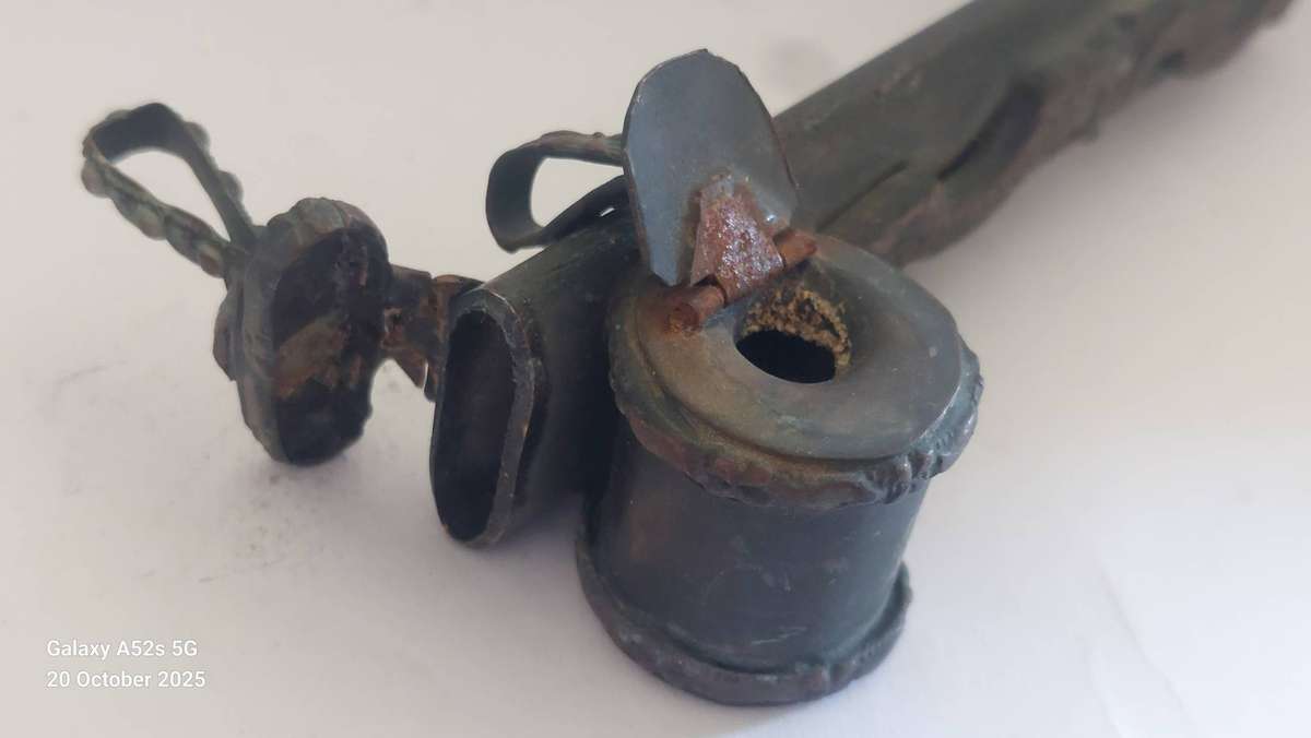 Lovely antique Eastern brass divit inkwell circa 1900