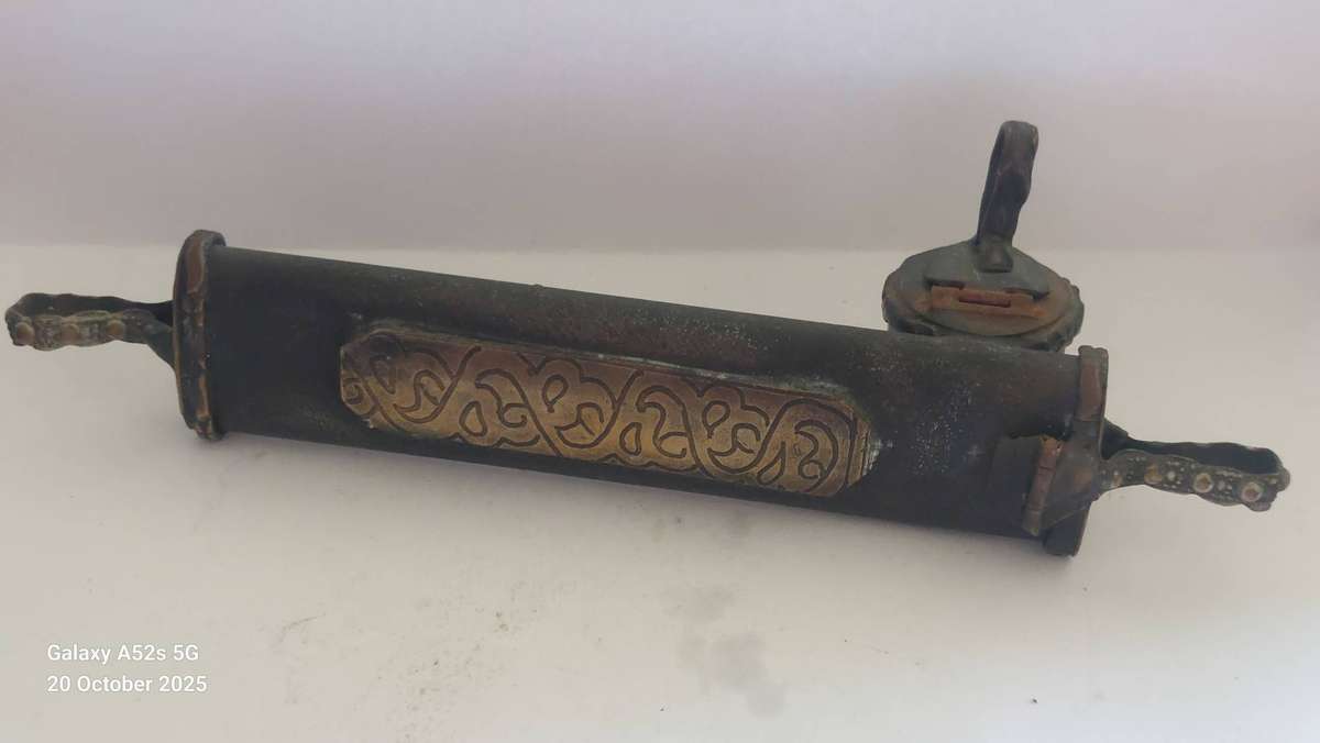 Lovely antique Eastern brass divit inkwell circa 1900