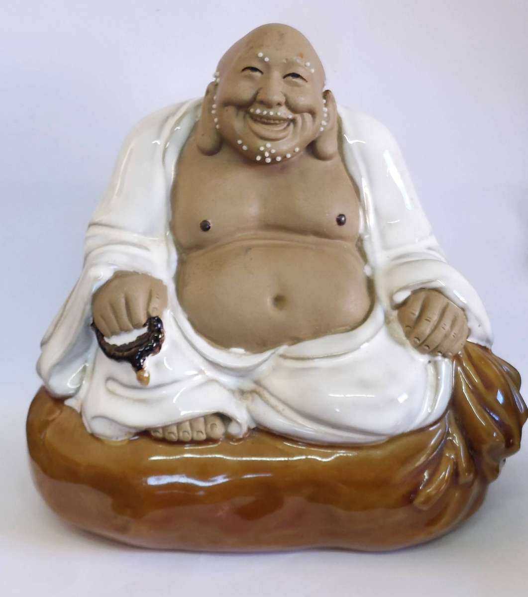 Vintage Chinese ceramic laughing Budha circa 1970's with makers mark