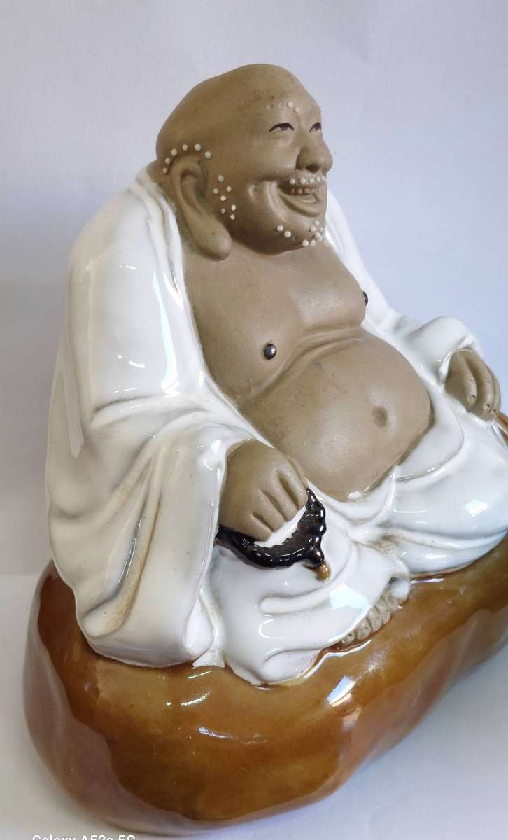 Vintage Chinese ceramic laughing Budha circa 1970's with makers mark